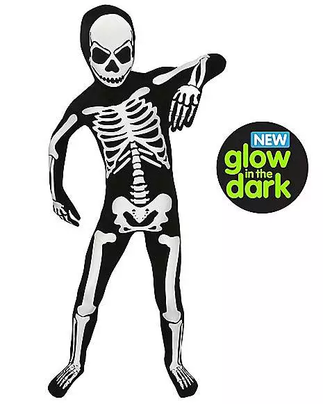 Kids Glow In The Dark Skeleton Morphsuit Costume - Image 2