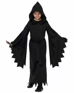 Kids Hooded Black Robe Costume