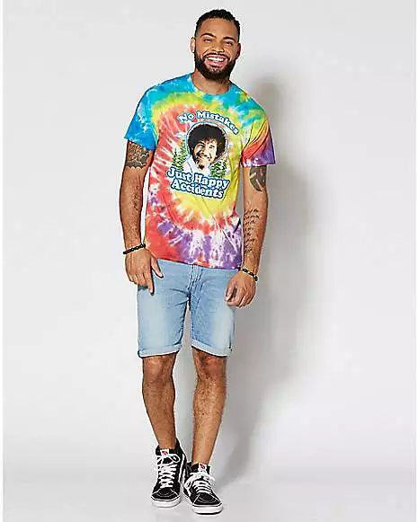 Happy Accidents Tie Dye Bob Ross T Shirt - Image 3
